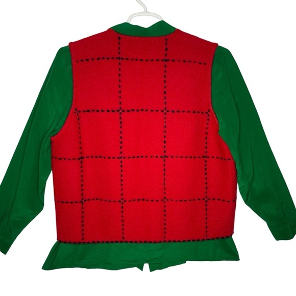 Karen Scott Wool Red and Black Plaid Zip Up Sleeveless Sweater Vest Size XL - Picture 14 of 14